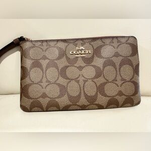 EUC Coach Brown Monogram Zip Pouch